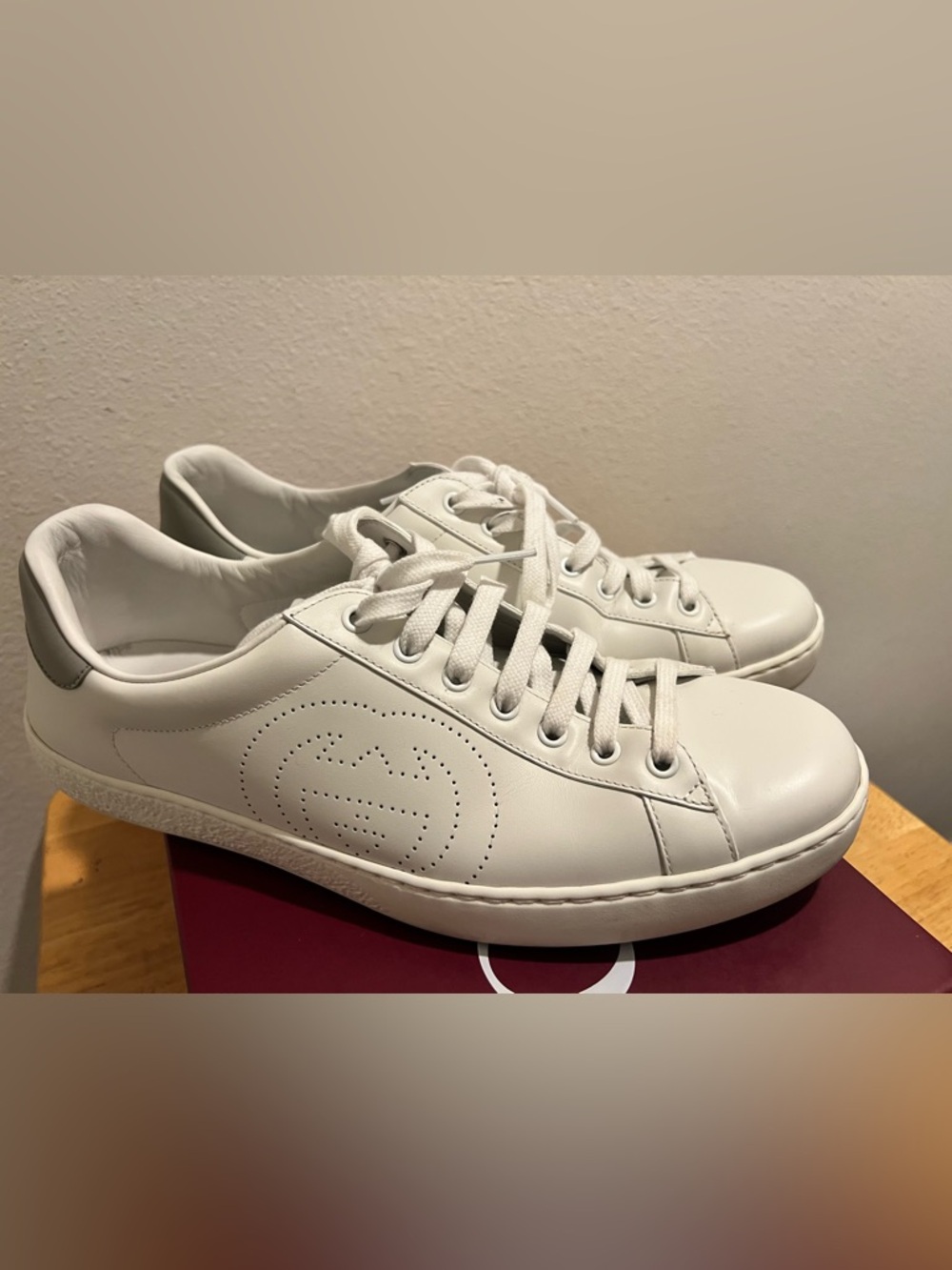 Gucci White Ace Leather Sneakers